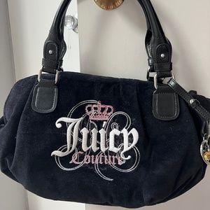 NWOT JUICY COUTURE BLACK VELVET BAG WITH CHARM